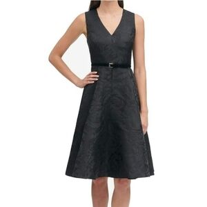 Tommy Hilfiger Black Jacquard Fit & Flare Sleeveless Dress Worn 1x Sz 4